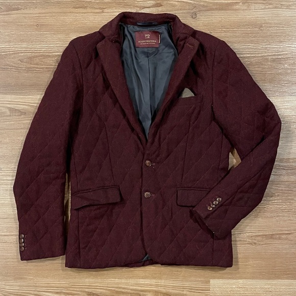 Scotch & Soda Maroon Quilted Blazer